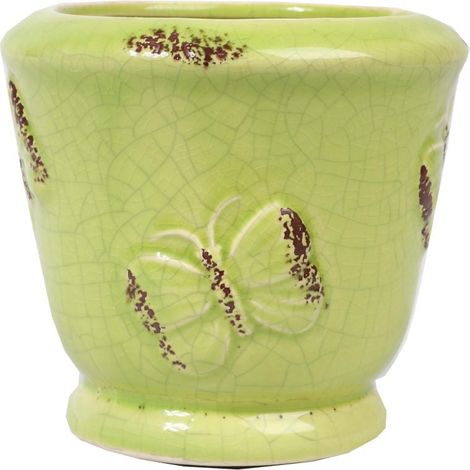 Coprivaso in ceramica di colore verde, 10x9 cm. (1/2)