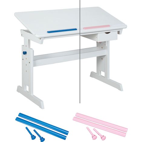 Batur Bureau 1 tiroir, blanc, bleu/, rose.