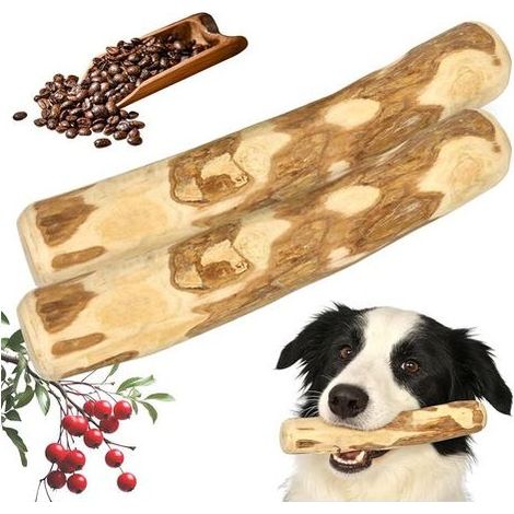 Lot de 2 bois de café pour chiens - Bois à mâcher naturel pour les soins dentaires et soulager le stress - Jouet à mâcher durable pour chiens de taille moyenne et grande - Sans caféine (1/5)