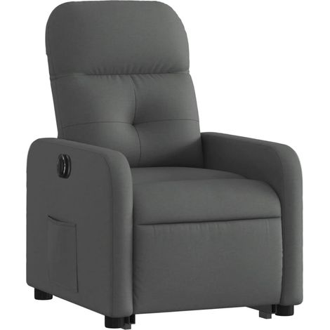 Poltrona relax TV molto comoda con funzione di sollevamento elettrico in tessuto grigio scuro DEC028349
