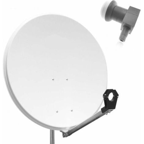 Parabole Satellite - HDME - 80cm - Acier blanche - LNB Single - 0.1dB