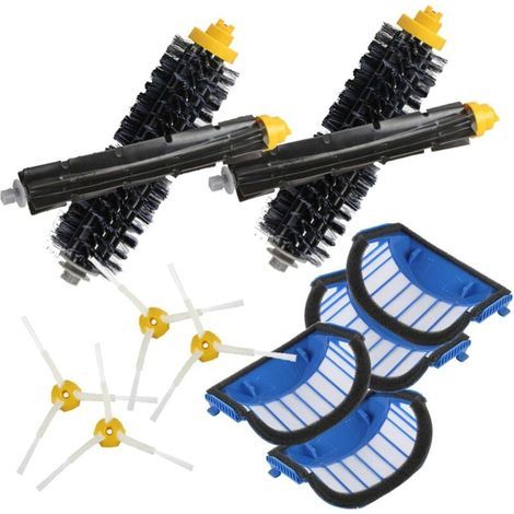 Lot de 4 filtres bleus + 2 ensembles de brosses principales + 4 brosses latérales pour iRobot Roomba série 600 694 692 650 660 651 accessoire de rechange (1/4)