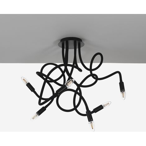 Lampadario a sospensione 6 luci design moderno Orix 6 - Nero