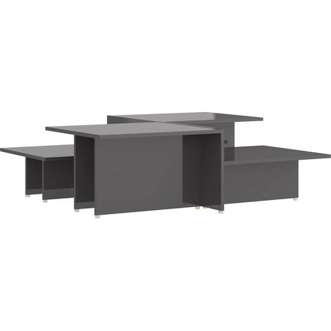 Maison Exclusive - Mesa de centro 2 pzas madera contrachapada gri (1/5)