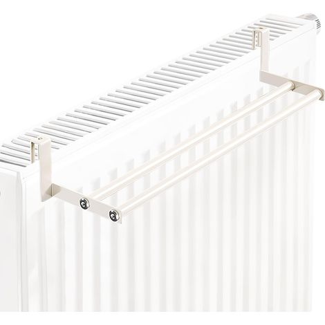 Porte-serviettes pour radiateur 58 cm, modèle blanc sans perçage (1/5)