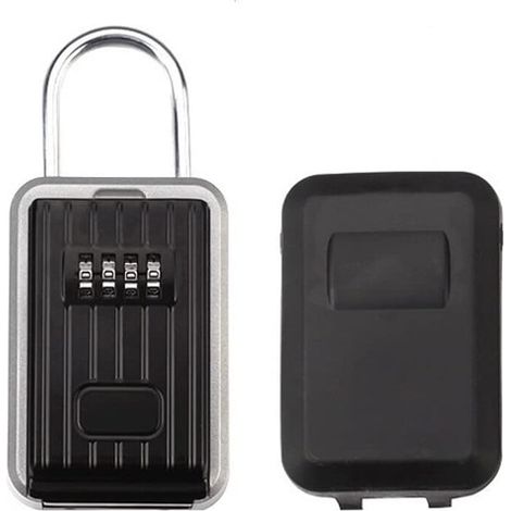 Wall Mounted Key Box Padlock Waterproof Combination Safe Key Storage Aluminum Alloy Portable Secure Lock with Sliding Lid for Home Garage Office School Studio (1/5)