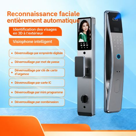 Serrure connectée modèle K36S avec reconnaissance faciale et interphone écran judas 4,5 pouces 48 × 20 × 10 cm – Livraison gratuite (1/4)