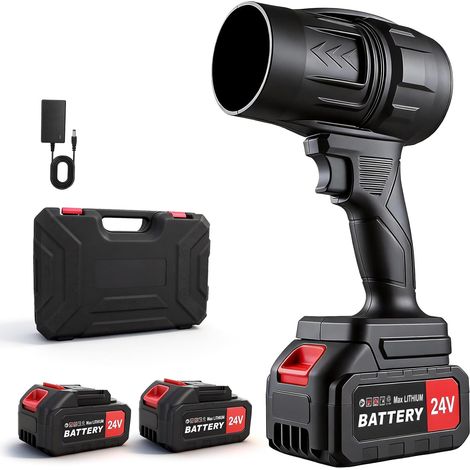 Souffleur Feuilles sans Fil 21V 130MPH 2 Batteries Turbo 250000tr/min  Moteur 550W Sans Balai, 0,8kg, 2 Batteries 30min + Charge Rapide, pour Feuilles, Neige, Séchage Auto et Soufflage Poussière (1/5)