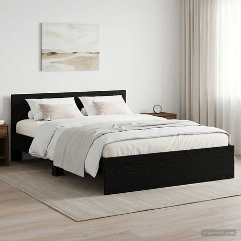 Estructura de cama con cabecero Roble Negro 135 x 190 cm (1/5)
