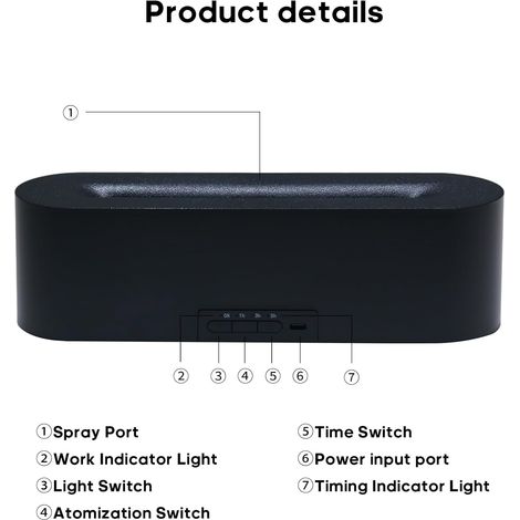 Diffuseur d'huiles essentielles avec effet flamme et vapeur d'eau colorée, humidificateur pour l'aromathérapie, sans fil, pour la chambre à coucher, noir, rechargeable par USB (1/4)