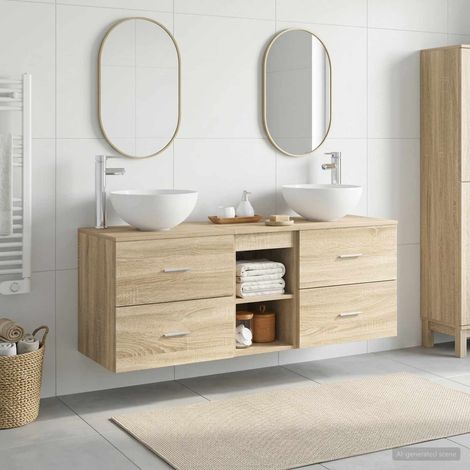 vidaXL Bathroom Cabinet Set 3 pcs Sonoma Oak 129 x 41 x 80 cm (1/5)