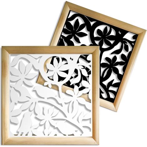 UCCELLINI - Moduli Decorativi in Legno e PVC - Misura: 73x73 cm - Colore: bianco (1/4)