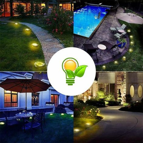 4er-Packung mit je 16 LED-Solar-Außenleuchten, Solarstrahlern, Solarleuchten für Garten, Terrasse, Rasen, Bodenbeleuchtung, Gartenprojektor, Treppenhausbeleuchtung, Solar-Wegeleuchten, Solar-Außenbele (1/5)