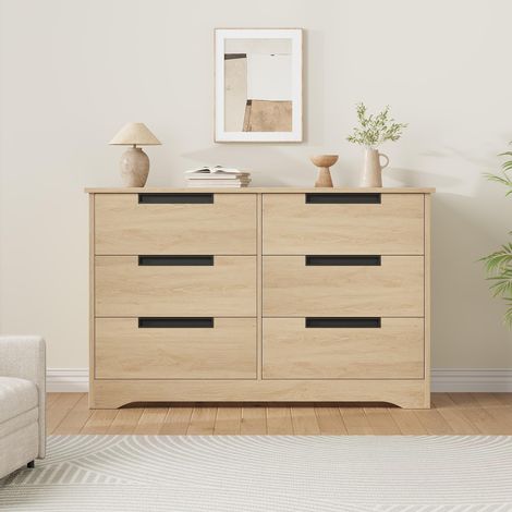 Commode Moderne en Bois avec 6 Tiroirs, Grande Capacité De Rangement- 40 x 119 x 74cm (1/5)