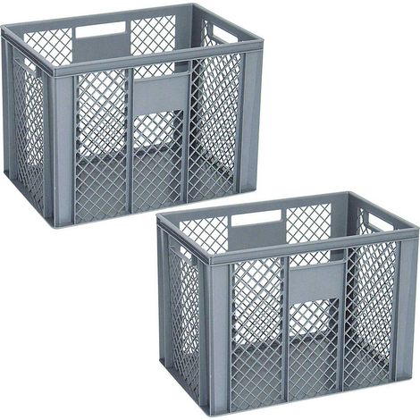 BRB Lot de 2 caisses de boulangers avec fond fermé - Dimensions : 600 x 400 x 420 mm - 83 l - Gris