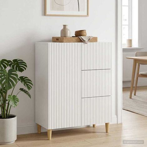 Buffet Blanc brillant 66 x 34,5 x 90 cm Bois d'ingénierie vidaXL (1/5)