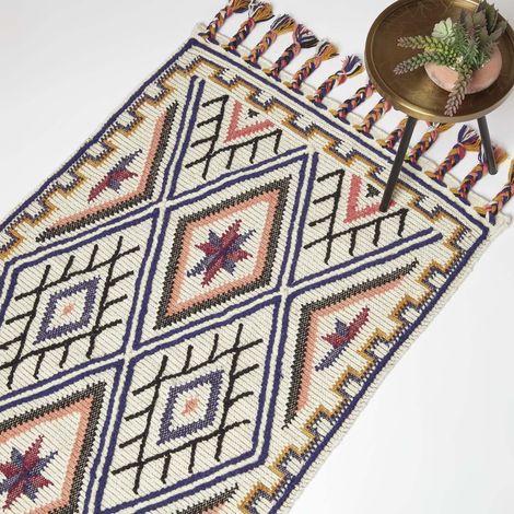 HOMESCAPES Goa Multi Colour Kilim Wool Rug 90 x 150 cm