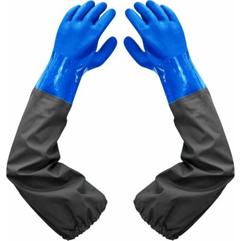 Dépolie Étanche Gants-Gants de Nettoyage D'étang, 26 inch Doublure Floquante Poignets Élastiques, Pour Industrie chimique Agriculture Pêche Construction (1/4)