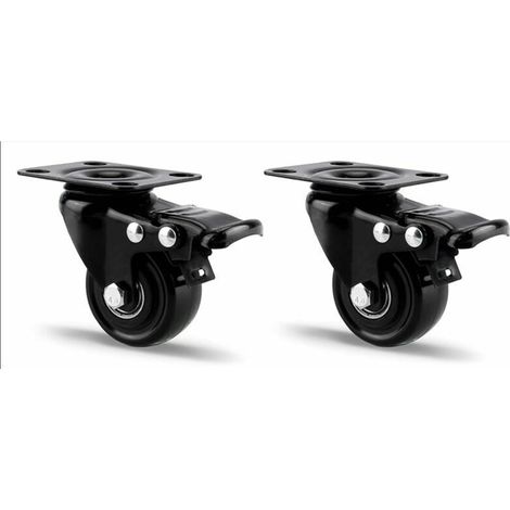 Set de 2 Roulettes pivotantes, 50mm Roulettes avec Frein Roues pour Meubles, Roulettes Transports jusqu'à 300 kg Heavy Duty Industrielles Plaques Roulette pour intérieur et extérieur No (1/4)