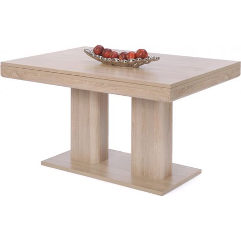 Abitare – Table extensible 140x220 cm chêne clair – Design moderne pour repas familiaux – Structure en bois mélaminé – Hauteur 79,5 cm (1/5)