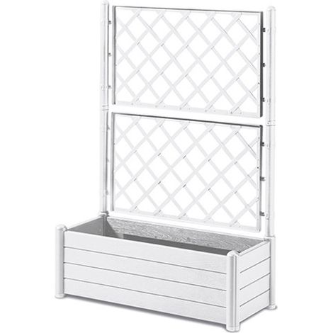 Fioriera Italia Stefanplast Rettangolare Con Spalliera Colore Bianco (1/10)