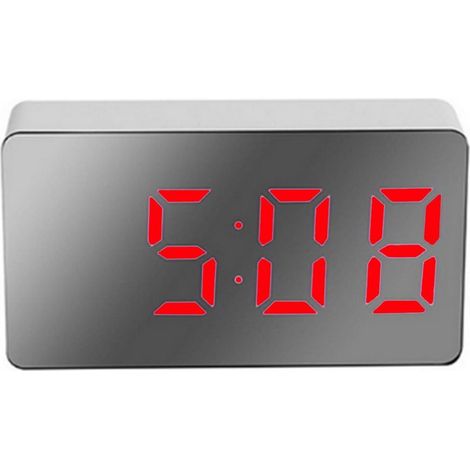 Réveil numérique à miroir LED, mini-réveil multifonctionnel pour chambre, salon ou bureau (1/4)