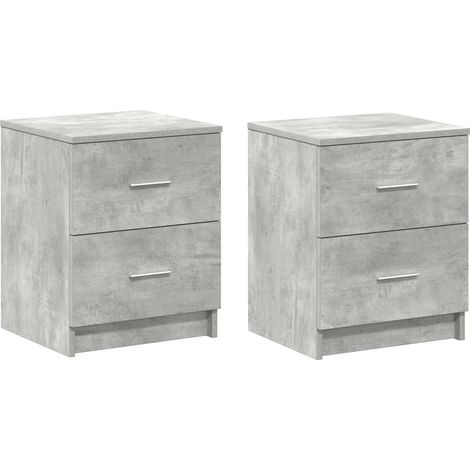 Set di 2 Comodini Armadio da Notte Mobiletto da notte con 2 Cassetti Grigio Cemento 40x36x50 cm (1/4)
