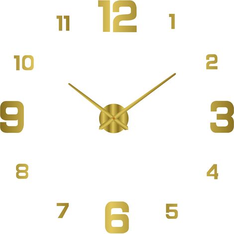 Cadran Lumineux DIY Acrylique 3D sans Cadre Horloge Murale Silencieuse sans Percer avec Numéros Stickers pour Salon Bureau Chambre Décoration Maison Moderne Doré 80-130cm (1/5)