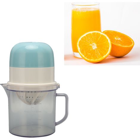 Mini presse-agrumes manuel avec gobelet presse-agrumes facile à utiliser, idéal pour la maison. Petit presse-agrumes pour oranges et citrons, bleu ciel. (1/5)