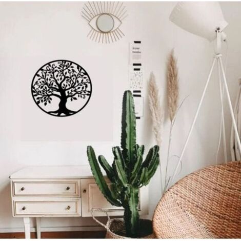 Lebensbaum aus Metall als Wanddekoration, Silhouette-Kunst, Geschenk für drinnen und draußen, Garten- und Wohndekoration (3030 cm) (1/4)