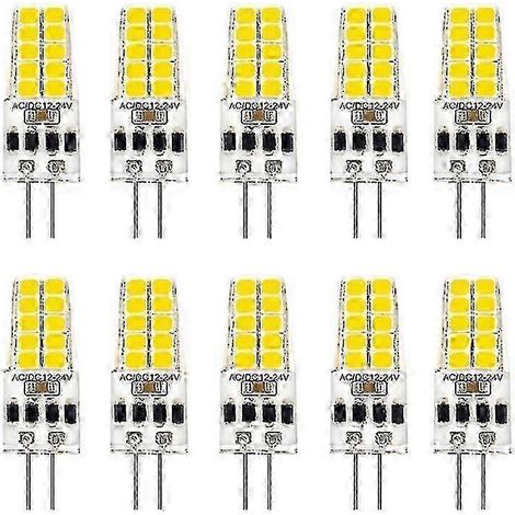Lot de 10 ampoules LED G4 3W 12-24V AC/DC 20 LED, angle de diffusion 360°, SMD 2835, remplaçant les ampoules halogènes 30W (1/5)