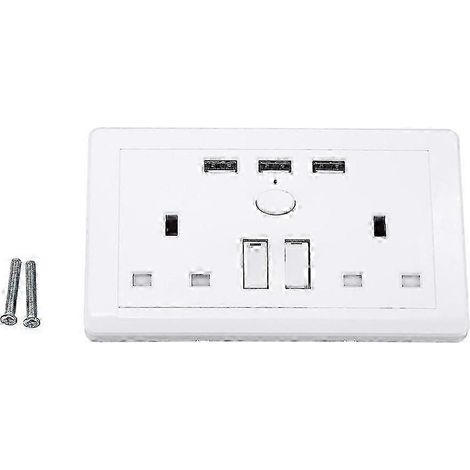 Prise murale électrique multifonctionnelle avec fiche britannique, 3 ports USB, 110-250 V CA (Lucky) (1/5)