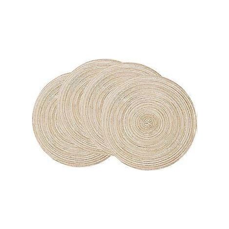 Runde, geflochtene Platzsets, 4er-Set, runde Tischsets für Esstische, 15 Zoll (Beige, 4)