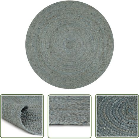 The Living Store Tapis fait à la main Jute Rond 120 cm Vert olive - Tapis Rond - Tapis Jute - Tapis Naturel - Tapis Artisanal - Décoration Intérieure (1/5)