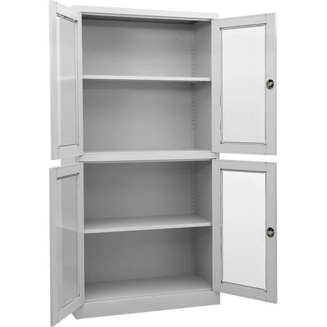 Maison Exclusive - Armadio per Ufficio Grigio Chiaro 90x40x180 cm Acciaio e Vetro (1/5)