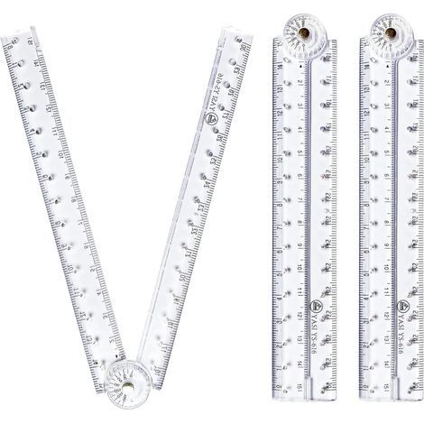 Lot de 3 règles pliables, fournitures scolaires, règle droite transparente pliable, règle géométrique flexible en plastique pour enfants (1/5)