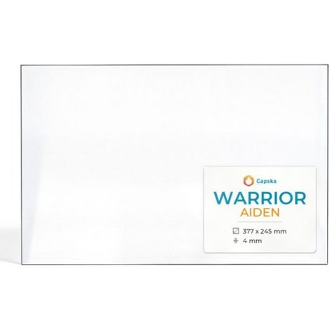 Vitre Warrior AIDEN - Verre Rectangle pour poêle à bois - 377 x 245 mm (L1 x H1) - 4 mm (1/5)