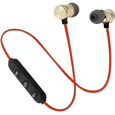 Casque Bluetooth Sport Magnétique 4.1 Sans Fil Oreillette Cou Oreillette Stéréo Étanche pour iPhone Android Or (1/5)