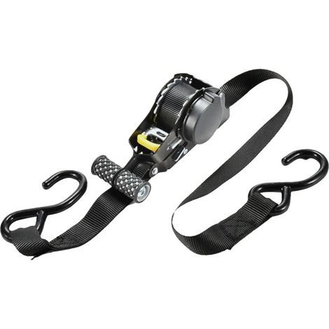 Sangle à cliquet rétractable – Sangle d'arrimage rétractable automatique pour charges lourdes, remorques, voitures, motos – Capacité 680 kg, 330 x 17 cm (1/5)