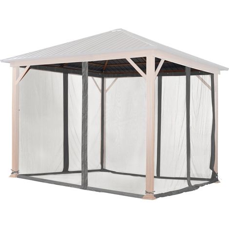 Moustiquaires (4 toiles) pour tonnelle de jardin TOOLPORT Forest Superior 3x3 m, gris (1/5)