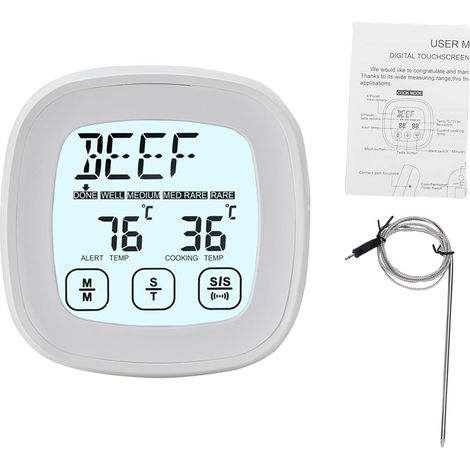 Thermometer to Meat Digital for the Cooking of Grilling the Barbecue, Thermometer Food-safe to Reading Instant with screen backlit and Back Magnetic, Gadgets of Kitchen (WHITE) (1/5)