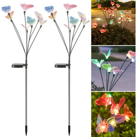 Set mit 2 wasserdichten Solar-Gartenleuchten für den Außenbereich, farbenfrohe Solar-Weihnachtslichterkette (1/5)