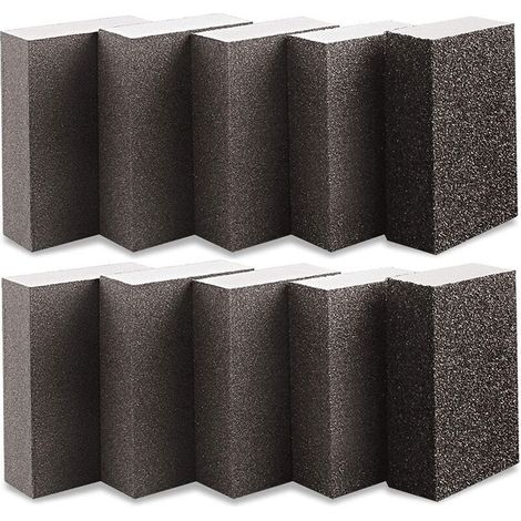 Eponge abrasive et cale à poncer Éponge De Ponçage 10 Pièces Grain 600-800 Blocs De Ponçage 70 X 100 X 25 Mm Utilisation Humide Et Sèche Pour Bois Métal Peinture Lavable Et Réutilisable (1/5)