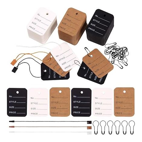 étiquettes de prix et étiquettes à suspendre couleurs étiquettes de magasin étiquettes de marquage de vêtements étiquettes sans corde étiquettes avec ficelle en nylon (1/5)