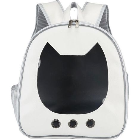 Sac à dos de transport pour animaux de compagnie, respirant, imperméable, résistant aux rayures, grande fenêtre, Portable, sac de transport pour chat, chiot, blanc (1/5)