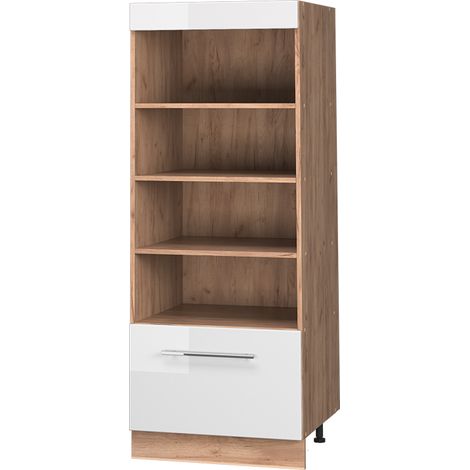 Scaffale da cucina Fame-Line, Bianco lucido/Rovere dorato, 60 cm, Vicco (1/5)
