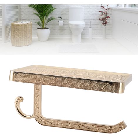 Porte-Papier Toilette Multifonctionnel Support Telephone Sculpture Doree (1/5)