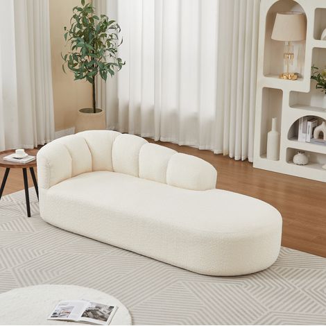 Chenille-Méridienne mit Wellenrücken, ohne Armlehnen, Beige 204 x 87 x 66 cm OKMYHOME (1/5)