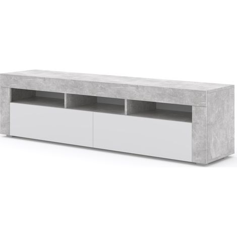 MORENO mobile TV da 160 cm, sospeso o in piedi, cemento chiaro / bianco opaco (1/5)