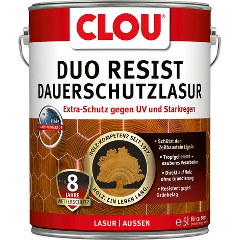 Clou Duo Resist Dauerschutzlasur 5,0 Ltr. Palisander (1/2)